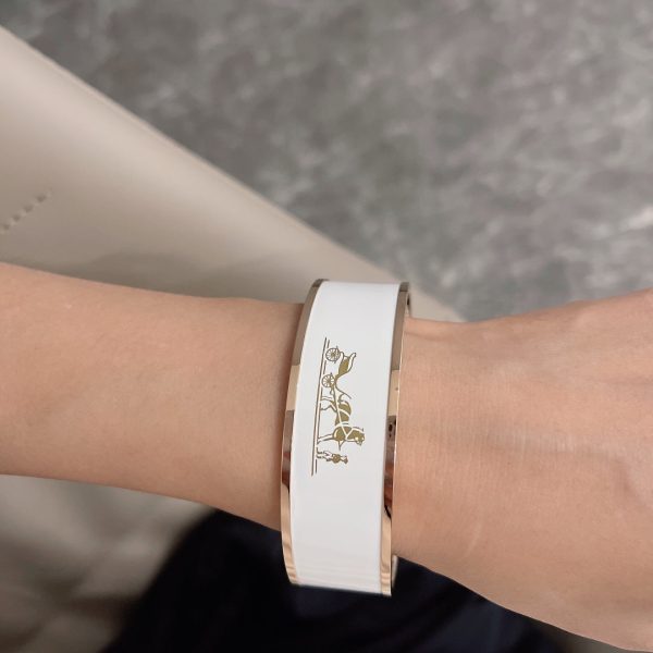 18K Enamel Calèche Wide Bangle H Bracelet - 图片 3