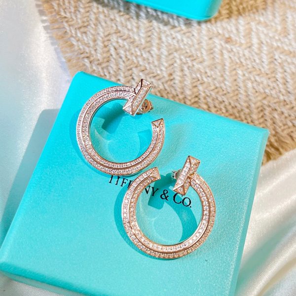 18K T T1 Open Hoop Rose Gold Earrings - 图片 6