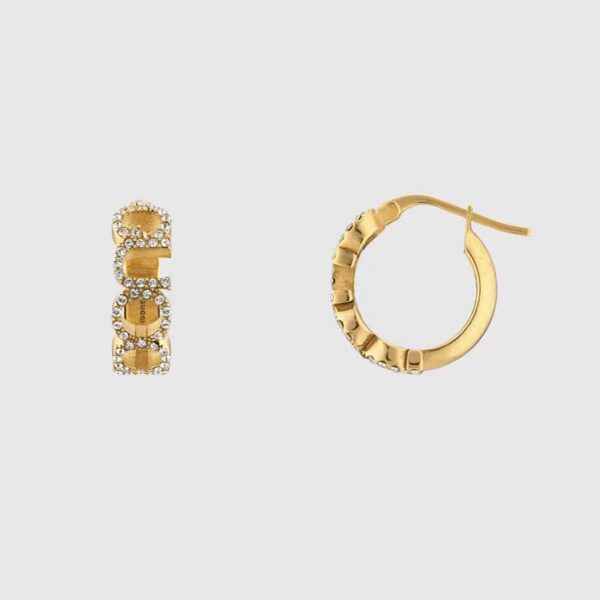 18K Double G Embellished Script Letter Earrings