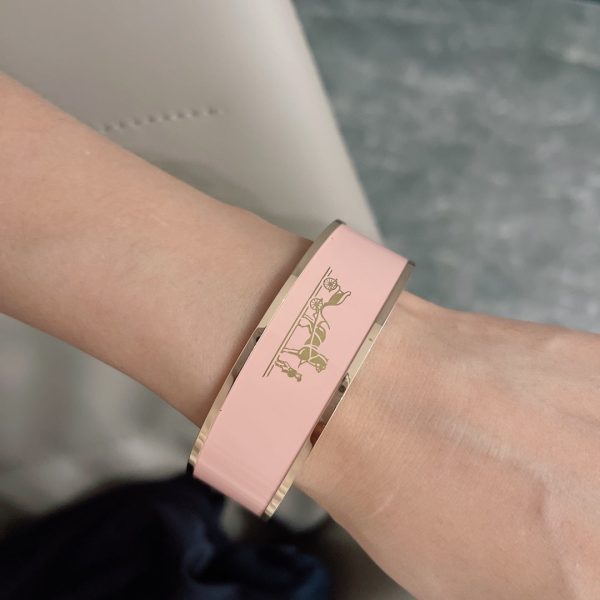 18K Enamel Calèche Wide Bangle H Bracelet - 图片 4