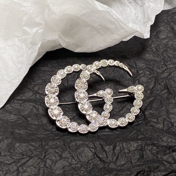 18K Double G Crystal Brooch - Image 3