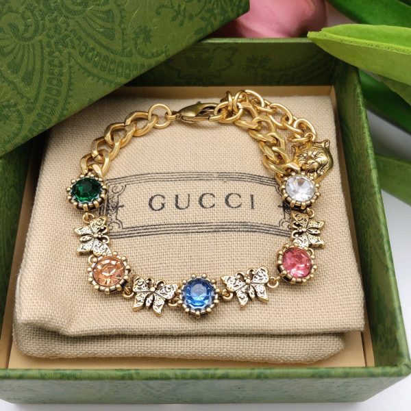 18K Double G Interlocking G Crystals Bracelet - 图片 2