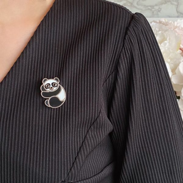 18K Lucky Animals Panda Clip Brooch - 图片 2