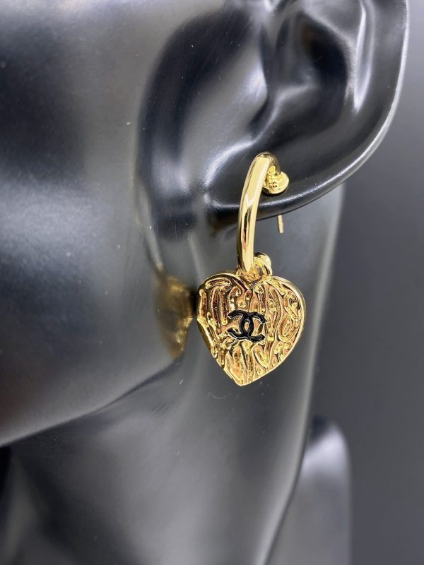 18K CC Heart Star Earrings - 图片 2
