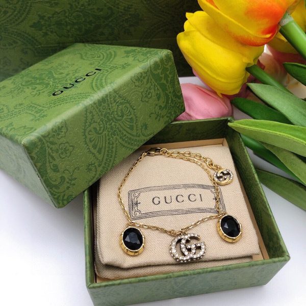 18K Double G Black Stones Bracelet - 图片 2