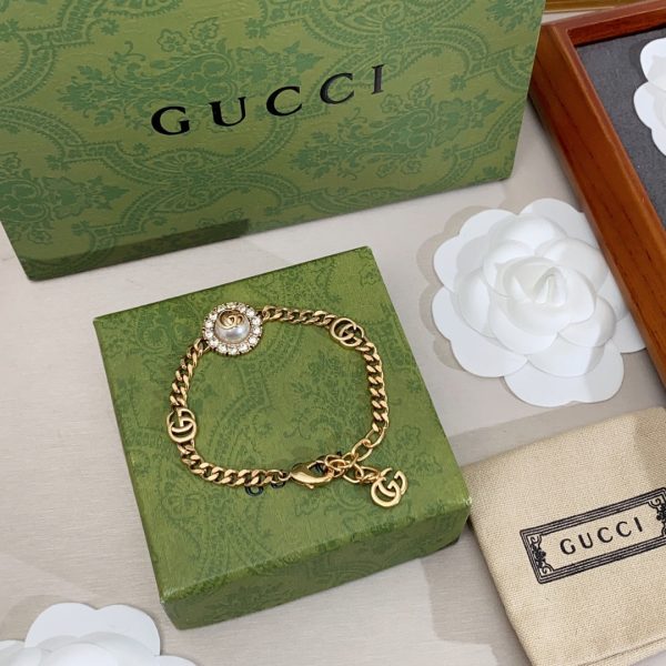 18K Double G Interlocking G Pearl Chain Bracelet - 图片 2