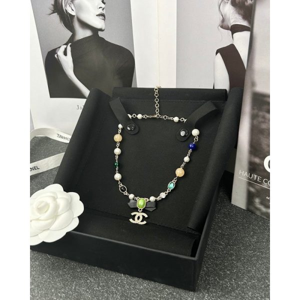 18K CC Crystal Bow Necklace - 图片 3
