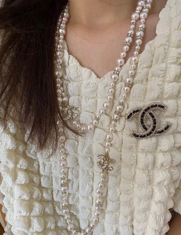 18K CC Pearls Long Necklace - 图片 2