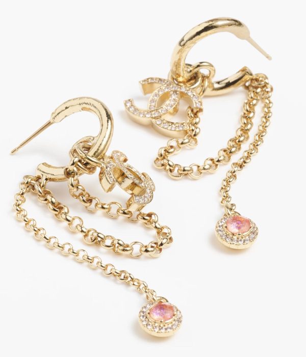 18K CC Tassel Crystals Earrings - 图片 2