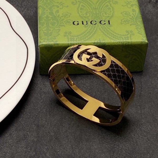 18K Double G Black Gold Cuff Bracelet - 图片 8