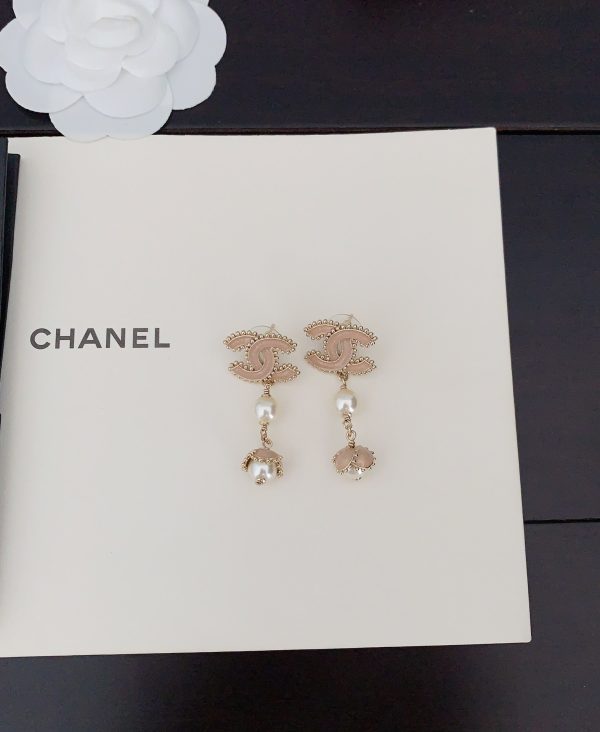 18K CC Pearl Crystals Earrings - 图片 3