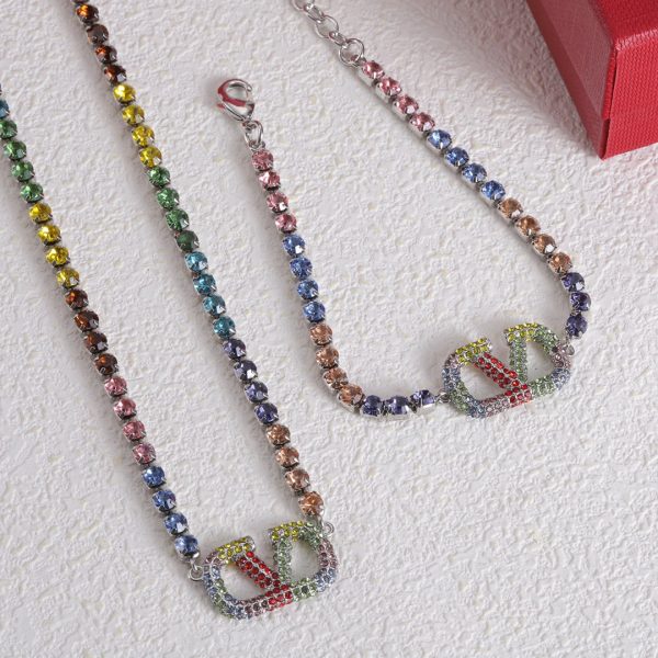 18K Vlogo Multi-Color Crystals Necklace - Image 2