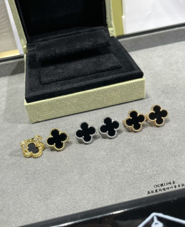 18K Vintage Alhambra Black Earrings - 图片 9