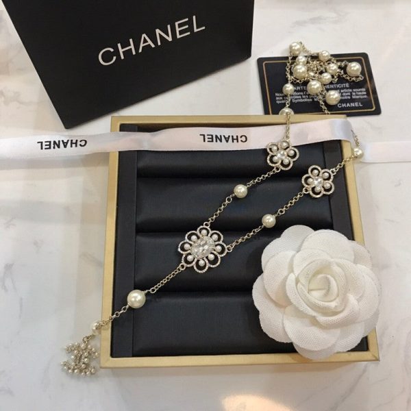 18K CC Flowers Pearl Long Necklace - 图片 5
