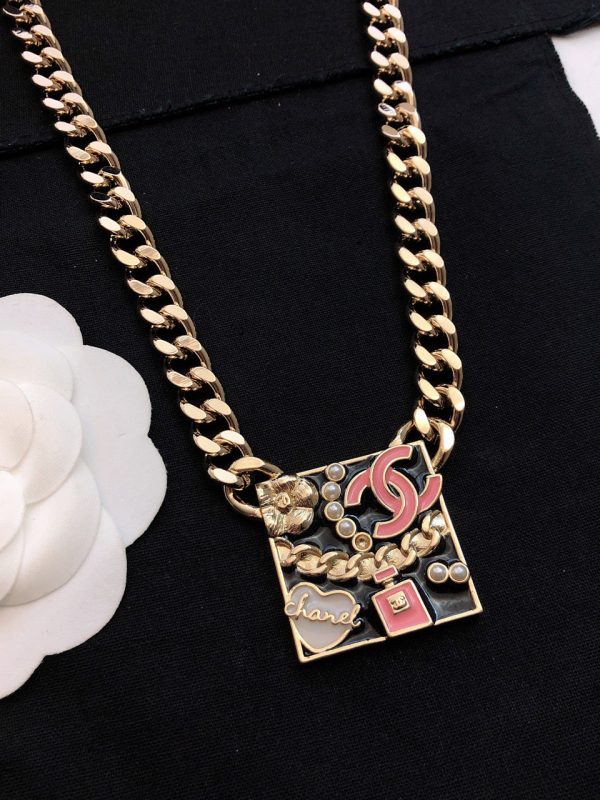 18K CC Pink Logo Chain Necklace - 图片 3