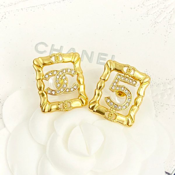 18K CC No.5 Square Diamond Earrings - 图片 3