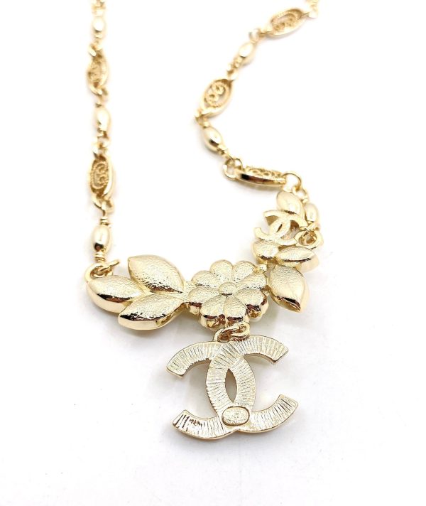 18K CC Flower Pendant Necklace - 图片 2