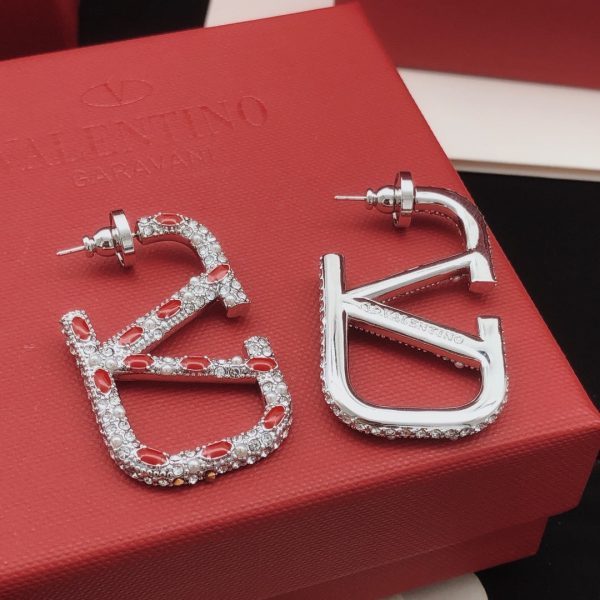 18K Vlogo Red Crystal Earrings - 图片 3
