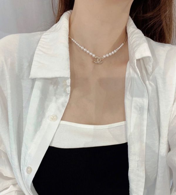 18K CC Pearls Choker Necklace - 图片 2