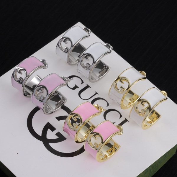 18K Double G Color Enamel Earrings - 图片 2
