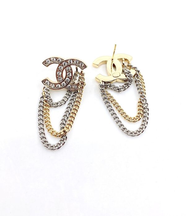 18K CC Chain Pendant Earrings - 图片 2
