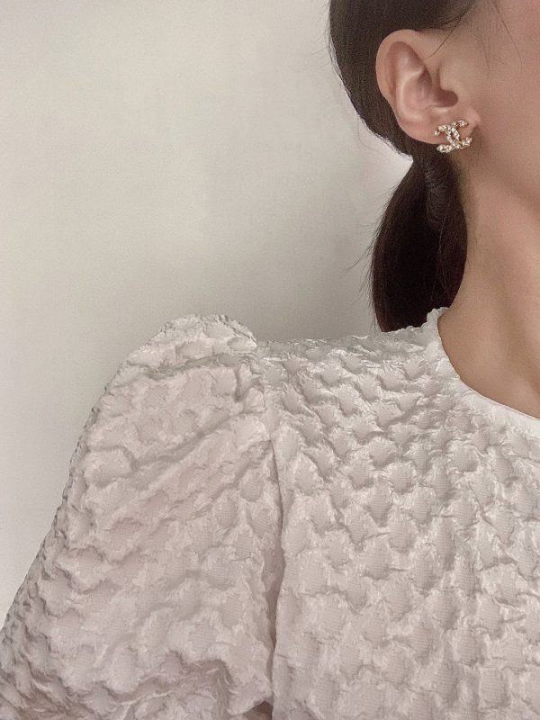 18K CC Full Crystals Earrings - 图片 2