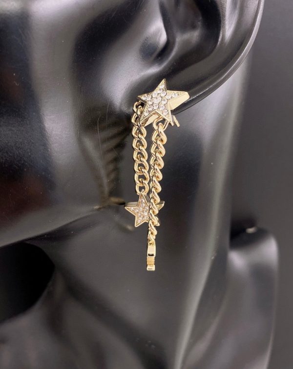 18K CC Star Diamonds Long Earrings - 图片 2