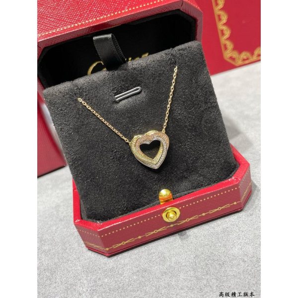 18K Trinity Heart Full Diamond Necklace - 图片 8