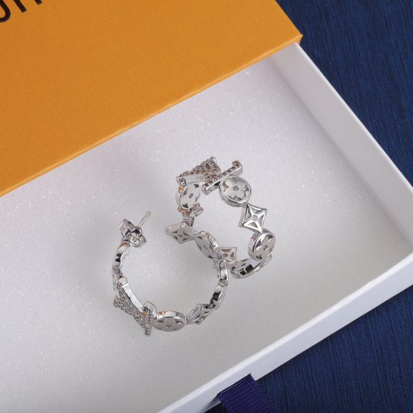18K Louis Script Diamonds Earrings - 图片 3