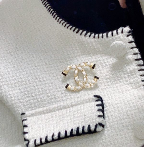 18K CC Pearl Brooch - 图片 4