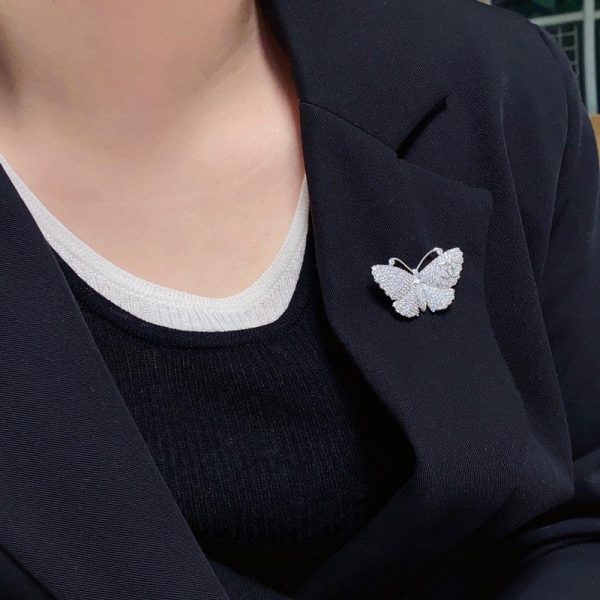 18K CC Full Diamond Butterfly Brooch - 图片 2