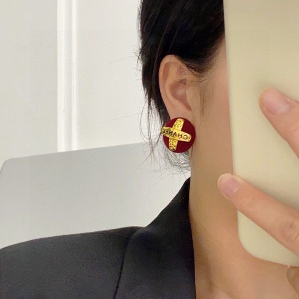 18K CC Red Yellow Gold Earrings - 图片 4