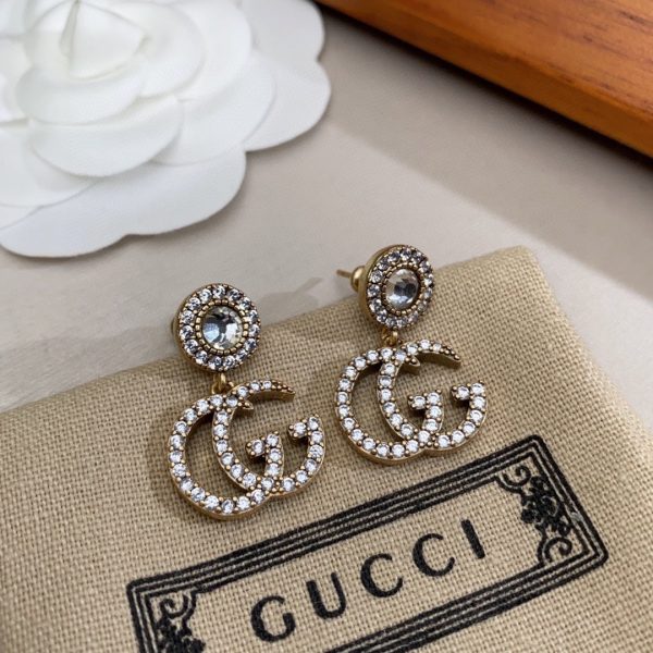 18K Double G Crystal Pendant Earrings