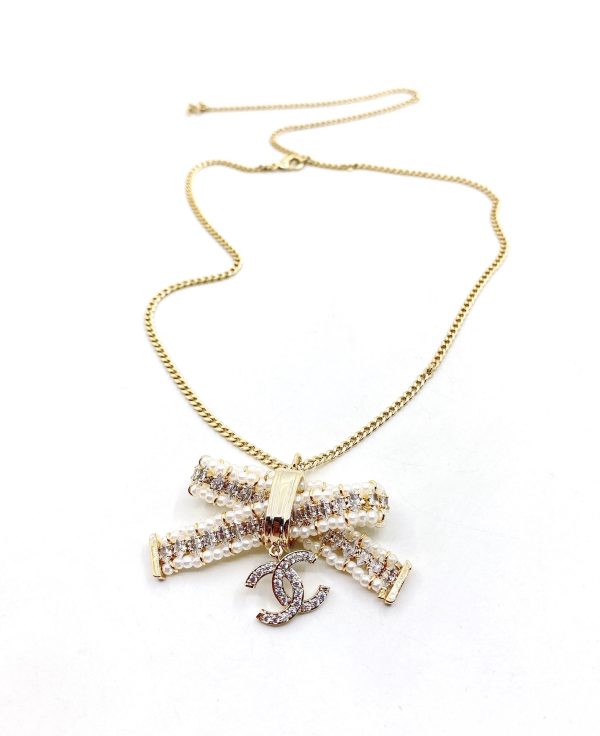 18K CC Bow Tie Necklace - Image 2