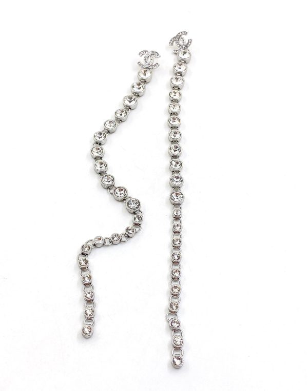 18K CC Long Crystals Earrings - 图片 2