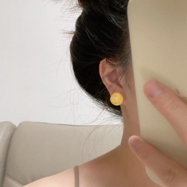18K CC Yellow Round Earrings - 图片 4