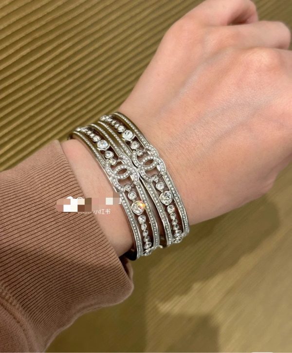 18K CC Cuff Crystals Open Bracelet - Image 2