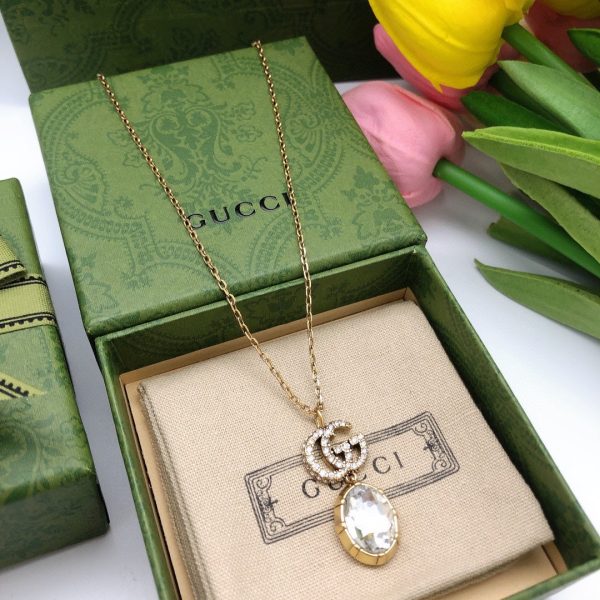 18K Double G Crystal Necklace - 图片 4