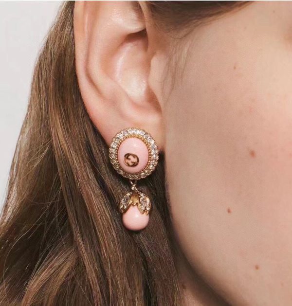 18K Double G Pearl Earrings - 图片 4