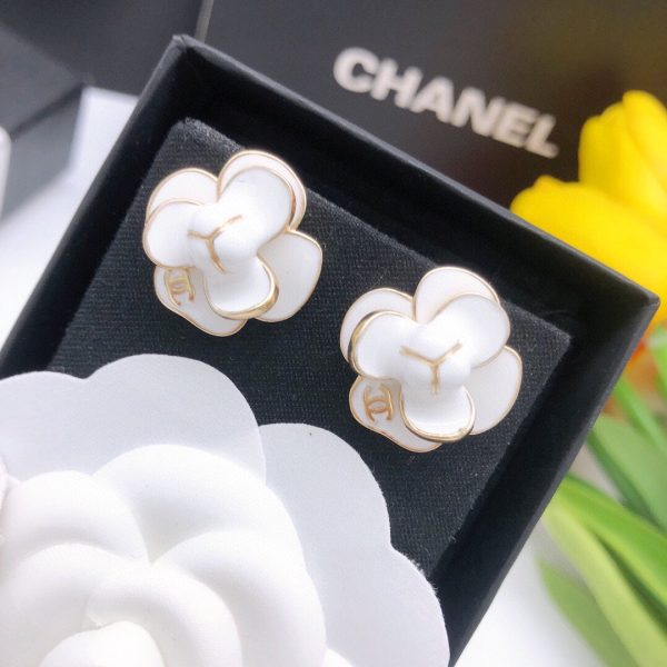 18K CC Flower Pearl Earrings - 图片 2