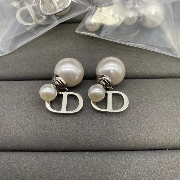 18K Petit CD Pearl Earrings - 图片 4