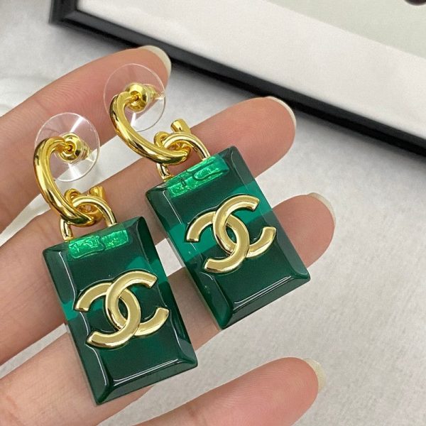 18K CC Green Perfume Bottle Earrings - 图片 6