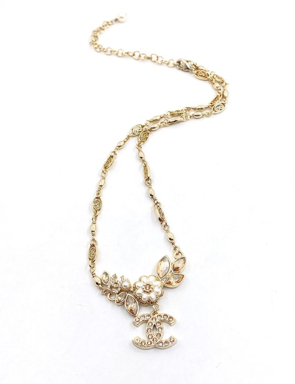 18K CC Flower Pendant Necklace - 图片 3