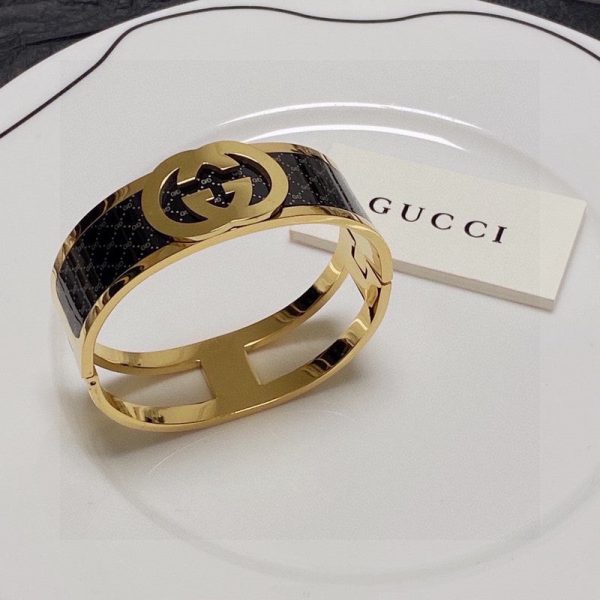 18K Double G Black Gold Cuff Bracelet - 图片 4