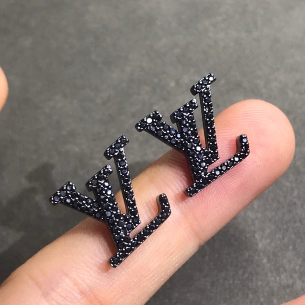 18k Louis Iconic Black Crystal Stud Earrings - 图片 6