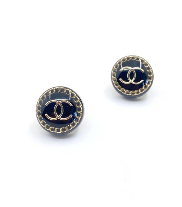 18K CC Circle Resin Earrings - Image 3
