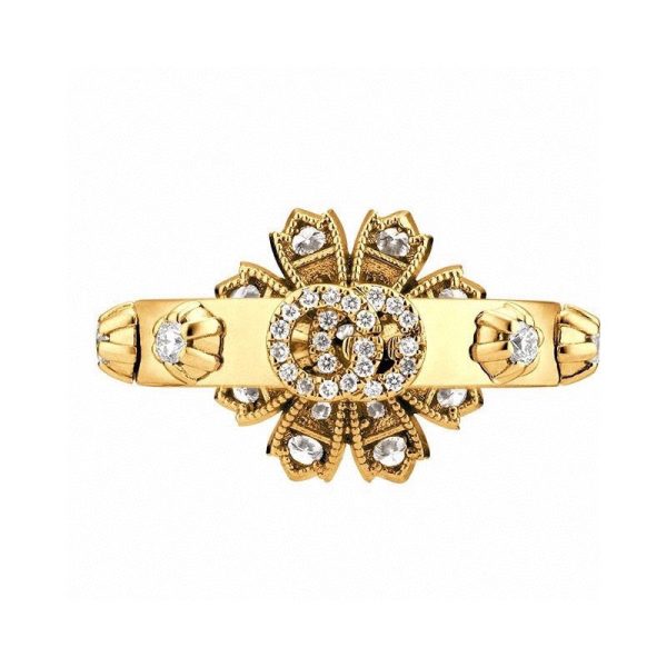 18K Double G Diamond Flower Ring - Image 3