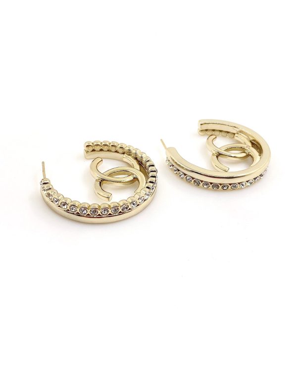18K CC Circle Crystals Earrings - Image 4