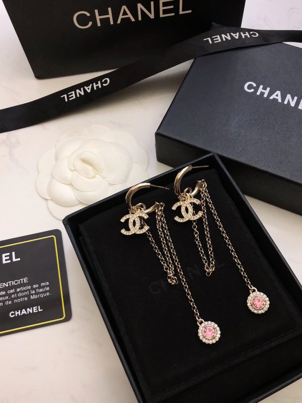 18K CC Tassel Crystals Earrings - 图片 5