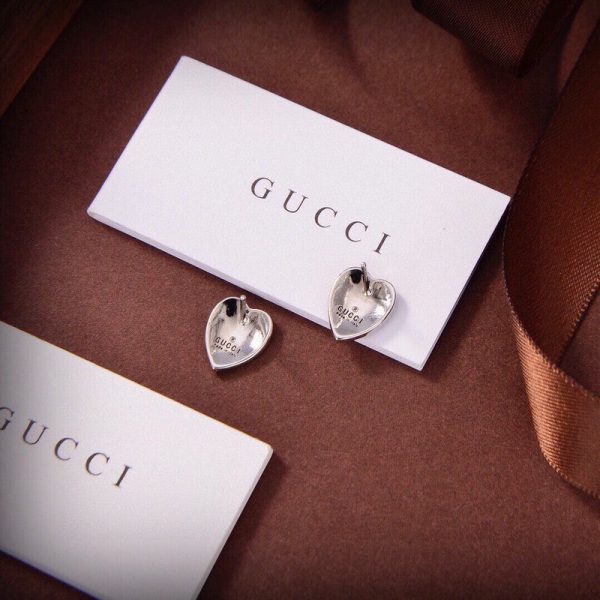18K Double G Blue Heart Earrings - 图片 3
